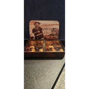 Vintage & Collectible John Wayne 2 decks of playing Sealed cards in a metal tin